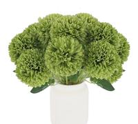 Hananona 12 crisantemi artificiali, mamme finte, fiori di seta verde, per decorazione della casa, composizione floreale per interni, centrotavola per la tavola di San Patrizio (12, verde)