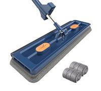 Hanaoni Large Flat Mop, Nuovo Stile Grande Mocio Piatto, Mocio Piatto con Funzione Strizzante, Manico Telescopico da 137 Cm, Rotante a 360°, con Cuscinetti in Microfibra