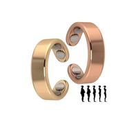 Hanaoops 2 Pezzi Anello Magnetico Terapeutico Anello Magnetoterapia Magnetico Anelli Aperti Regolabili in Acciaio Inox Set di Anelli per Dimagrire con 4 Magneti Potenti (Rosa oro e oro, Taglia unica)