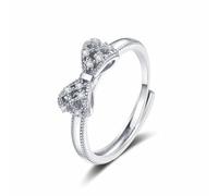 Hanaoops Anello Donna Argento 925 Regolabile Zirconia Cubica Fidanzamento Band Anelli Promessa Matrimonio Anello da Dito, Elegante Diamante Simulato Anelli per Pollice (Argent, Taglia unica)