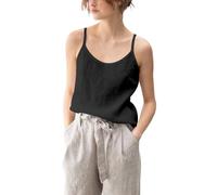 Hanaoops Canotta da Donna Estiva Canottiera di Cotone e Lino Senza Maniche Spalline Sottili Cami Casual Camisole Loose Fit Canotte Base Scollo a V Camicette Tank Top