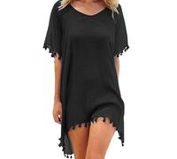 Hanaoops Copricostume da Bagno Donna Mare Scollo a V Abito da Spiaggia Chiffon Nappa Vestito Mare Copricostumi da Bagno Estivi Allentato Bikini Cover Up Costumi per Spiaggia Piscina