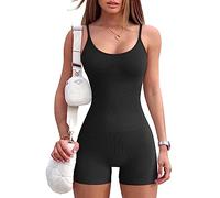 Hanaoops Jumpsuit Donna Sexy Tuta Corta Aderente Monopezzo Senza Maniche Body Estivo Tute Pagliaccetti per Allenamento Yoga Casual (L)