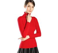 Hanaoops Maglione Dolcevita da Donna Elegante Maniche Lunghe Pullover Interno Sottile Maglia con Fondo Ispessito Autunno e Basic Rosso