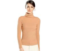 Hanaoops Maglione Dolcevita da Donna Elegante Maniche Lunghe Pullover Interno Sottile Maglia con Fondo Ispessito Autunno e Basic Beige