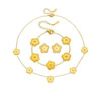 Hanaoops Parure di Gioielli da Donna Collana Bracciale Orecchini Quadrifoglio Parure Gioielli Placcato Oro 18K Acciaio Inossidabile Fortunato Quadrifoglio Set di Gioielli per Donne e Ragazze