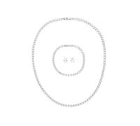 Hanaoops Parure Gioielli per Donna Set di 3 Gioielli Zircone Acciaio Inossidabile Placcato Oro Argento Strass Pendente Collana Orecchini Bracciale Set Gioielli da Sposa per Ragazze Festa Nuzia (BJ)