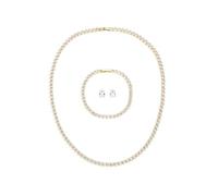 Hanaoops Parure Gioielli per Donna Set di 3 Gioielli Zircone Acciaio Inossidabile Placcato Oro Argento Strass Pendente Collana Orecchini Bracciale Set Gioielli da Sposa per Ragazze Festa Nuzia (JS)