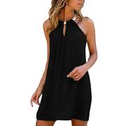 Hanaoops Vestito da Donna Abiti Estivi Casual Corto Mini Abito Elegante Senza Maniche da Spiaggia Allentata A-Line Dress Prendisole da Donna