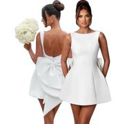 Hanaoops Vestito Donna Mini Abito Sexy Senza Schienale Estivo Senza Maniche Svasato Vestiti Corto da Sera Aderente Miniabito Party Cocktail Discoteca Homecoming Abiti