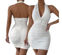Hanaoops Vestito Donna Sexy Nero Aderente Mini Abito da Sera Senza Maniche Estate Schiena Scoperta Corto Tubino Elegante Casual Miniabito da Discoteca Cocktail