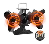 Hanaoyo Ventola per stufa, ventilatore a legna con due motori, doppia ventola per camino alimentata a calore, circolazione del calore silenziosa ed efficiente, ventola per stufa a legna per