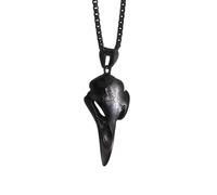 Hanary Collana con elmo di terrore, in acciaio inox, con ciondolo a forma di teschio di corvo vichingo Aegishjalmr di protezione, catena veneziana, gioielli vichinghi da uomo