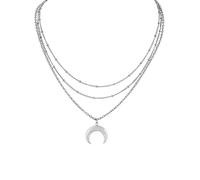Hanary Collana girocollo in argento a strati con luna crescente, collana da donna, collana gotica emo grunge, gioielli gotici, gioielli di Natale regalo per le donne