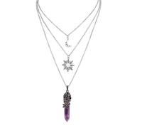 Hanary Collana girocollo multistrato con luna crescente viola gotica, collana girocollo con luna, sole e stella, collana gotica gotica, regalo di Natale per Halloween per le donne
