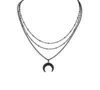 Hanary Collana girocollo nera a strati con luna crescente, collana da donna, collana gotica emo grunge, gioielli gotici, gioielli di Natale regalo per le donne