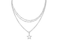 Hanary Delicata collana a strati argentata a forma di stella Y2k, collana emo grunge, regalo di Natale per le donne