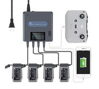 Hanatora Caricabatteria con display LCD per drone DJI Air 2S, Mavic Air 2 e telecomando, 6 in 1, hub di ricarica rapida multi parallelo