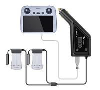 Hanatora Caricabatteria da auto per DJI Mini 3, Mini 3 Pro Drone, 3 in 1 (USB + 2 x Batterie) 12 V Ricarica Rapida Hub Accessori