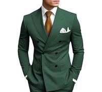 HANBANGWEI Completo da uomo a due pezzi doppiopetto, vestibilità slim, composto da blazer e pantaloni doppiopetto, ideale per matrimoni, balli di fine anno e feste di bentornato