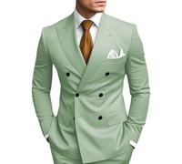 HANBANGWEI Completo da uomo a due pezzi doppiopetto, vestibilità slim, composto da blazer e pantaloni doppiopetto, ideale per matrimoni, balli di fine anno e feste di bentornato