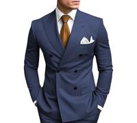 HANBANGWEI Completo da uomo a due pezzi doppiopetto, vestibilità slim, composto da blazer e pantaloni doppiopetto, ideale per matrimoni, balli di fine anno e feste di bentornato