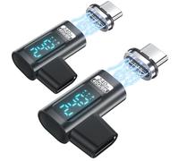 HanCenDa Adattatore Magnetico Tipo C PD 240W 2Pack, Adattatore USB C a USB C 24Pin Destro con Tensione, Corrente e Potenza Display LED Intelligente, Video 40Gbps 8K 60Hz per iPhone 17/16/15, Steam