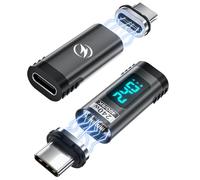 HanCenDa Confezione da 2 adattatori magnetici USB C per display digitale, adattatore dritto USB-C da maschio a femmina a 24 pin, PD 240 W, video 8K 40 Gbps per USB 4 Steam Deck, ROG Ally, Switch, PC,