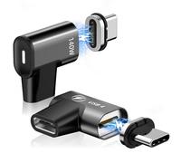 HanCenDa Right Lot de 2 adaptateurs magnétiques USB C 140 W, 24 Broches à Angle Droit 90 degrés avec vidéo 20 Gbit/s 8 K 60 Hz pour Thunderbolt 3 MacBook Pro/Air, Tablette, Ordinateur Portable,