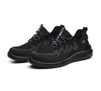 HANCHE Breathable Work Safety Shoes, Non-Slip And Wear-Resistant Labor Insurance Shoes, Anti-Smash And Anti-Puncture Steel-Toed Shoes, Outdoor Adventure Protection Sneaker(Black,EU 38)