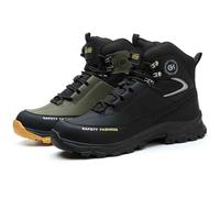 HANCHE High-Topped Work Safety Shoes, Anti-Smash And Anti-Puncture Labour Insurance Shoes, Splash-Proof Steel Toes Protection Shoes, Non-Slip Adventure Sneakers(Black,42 EU)