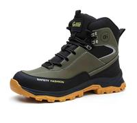 HANCHE High-Topped Work Safety Shoes, Anti-Smash And Anti-Puncture Labour Insurance Shoes, Splash-Proof Steel Toes Protection Shoes, Non-Slip Adventure Sneakers(Green,38 EU)