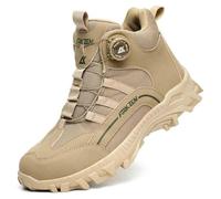 HANCHE Knob Work Safety Shoes, Labour Insurance Shoes, Smash And Puncture Resistant Steel Toe Footwear, Outdoor Adventure Protection Sneakers(Beige,EU 40)