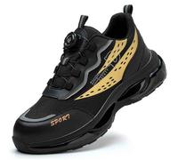 HANCHE Men's Work Safety Shoes, Anti-Smash And Anti-Puncture Labour Insurance Shoes, Rotation Button Laces Steel Toe Protection Shoes, Breathable And Ligtht Adventure Sneakers(42 EU)