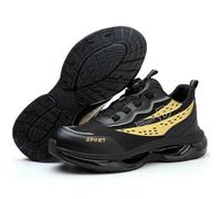 HANCHE Men's Work Safety Shoes, Anti-Smash And Anti-Puncture Labour Insurance Shoes, Rotation Button Laces Steel Toe Protection Shoes, Breathable And Ligtht Adventure Sneakers(36 EU)