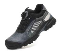 HANCHE Work Safety Shoes, Anti-Smash And Anti-Puncture Labour Insurance Shoes, Button-Down Lace Steel Toe Protection Shoes, Anti-Slip Adventure Sneakers(Grey,41.5 EU)