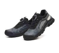 HANCHE Work Safety Shoes, Anti-Smash And Anti-Puncture Labour Insurance Shoes, Button-Down Lace Steel Toe Protection Shoes, Anti-Slip Adventure Sneakers(Grey,43 EU)
