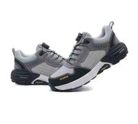 HANCHE Work Safety Shoes, Button-Down Lace Steel Toe Protection Shoes, Anti-Smash And Anti-Puncture Labour Insurance Shoes, Anti-Slip Adventure Sneakers(Grey,43 EU)