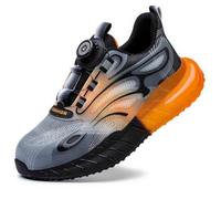 HANCHE Work Safety Shoes for Men And Women, Impact-Resistant And Puncture-Resistant Labour Insurance Shoes, Durable Popcorn Sole Protection Footwear, Steel-Toed Adventure Sneakers(Orange,EU 39)