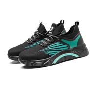HANCHE Work Safety Shoes for Men, Breathable Mesh Labor Insurance Shoes, Anti Smashing And Anti Piercing Steel Toe Shoes, Fashionable Outdoor Adventure Sneakers(Black-Green,46 EU)
