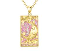 Hancock Collana in argento Sterling 925 con ciondolo a forma di tarocchi, con opale, regalo di compleanno per uomo e donna, normale, Argento sterling, Non pietra preziosa