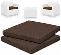 HAND 2 Cuscini da Esterno 53x50 cm, Alto 5 cm - per Sedie da Giardino - Seduta Imbottita, Morbida - Cuscini per Arredo Esterni, Salottini Rattan, 100% Cotone, Prodotto in Italia (Caffè)