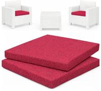 HAND 2 Cuscini da Esterno 53x50 cm, Alto 5 cm - per Sedie da Giardino - Seduta Imbottita, Morbida e Resistente - Cuscini per Arredo Esterni, Salottini Rattan, 100% Cotone, Prodotto in Italia (Rosso)