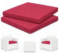 HAND 2 Cuscini da Esterno 53x50 cm, Per Sedie da Interno o Esterno - Seduta Imbottita, Morbida - Cuscini per Arredo Esterni, Giardino, Salottini Rattan, 100% Cotone, Prodotto in Italia (Rosso)