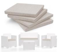 HAND 4 Cuscini da Esterno 53x50 cm, Alto 5 cm - per Sedie Giardino - Imbottiti e Impermeabili - Cuscini per Arredo Esterni, Salottini Rattan, Panche e Pallet - Prodotto in Italia (Ecrù)