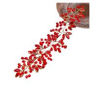 Hand-Beaded Crystal Headband - Elegant Wedding Hair Accessory For Brides(Red)