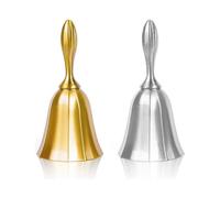 Hand Bell, 2PCS Call Bell Wedding Bell Dinner Bell Golden and Pewter Classroom Bell