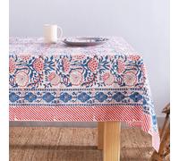 Hand Block Printed Tovaglia in Cotone Handmade CTC-16 Floreale Bianca India