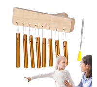 Hand Chimes | Campanello a mano in legno con 8 toni, strumento musicale con tubo in alluminio massiccio e bacchetta per templi scolastici, lezioni di concentrazione a casa