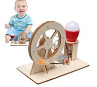 Hand Crank Generator Toy - 8.26 Inch Wooden Science Kit | Manual Power Light Bulb Electricity Experiment Tool | for Kids Classroom STEM Learning